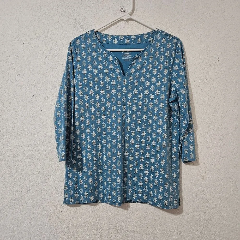 L.L. Bean 100% Supima Cotton Deep V-Neck Relaxed Fit Tunic